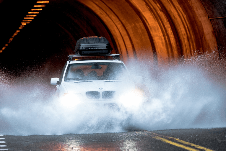 Car driving flood