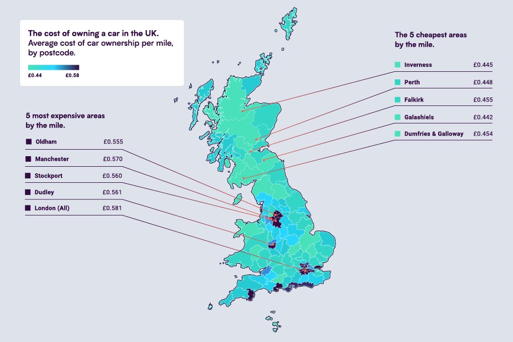 Average cost of ownership per mile by region